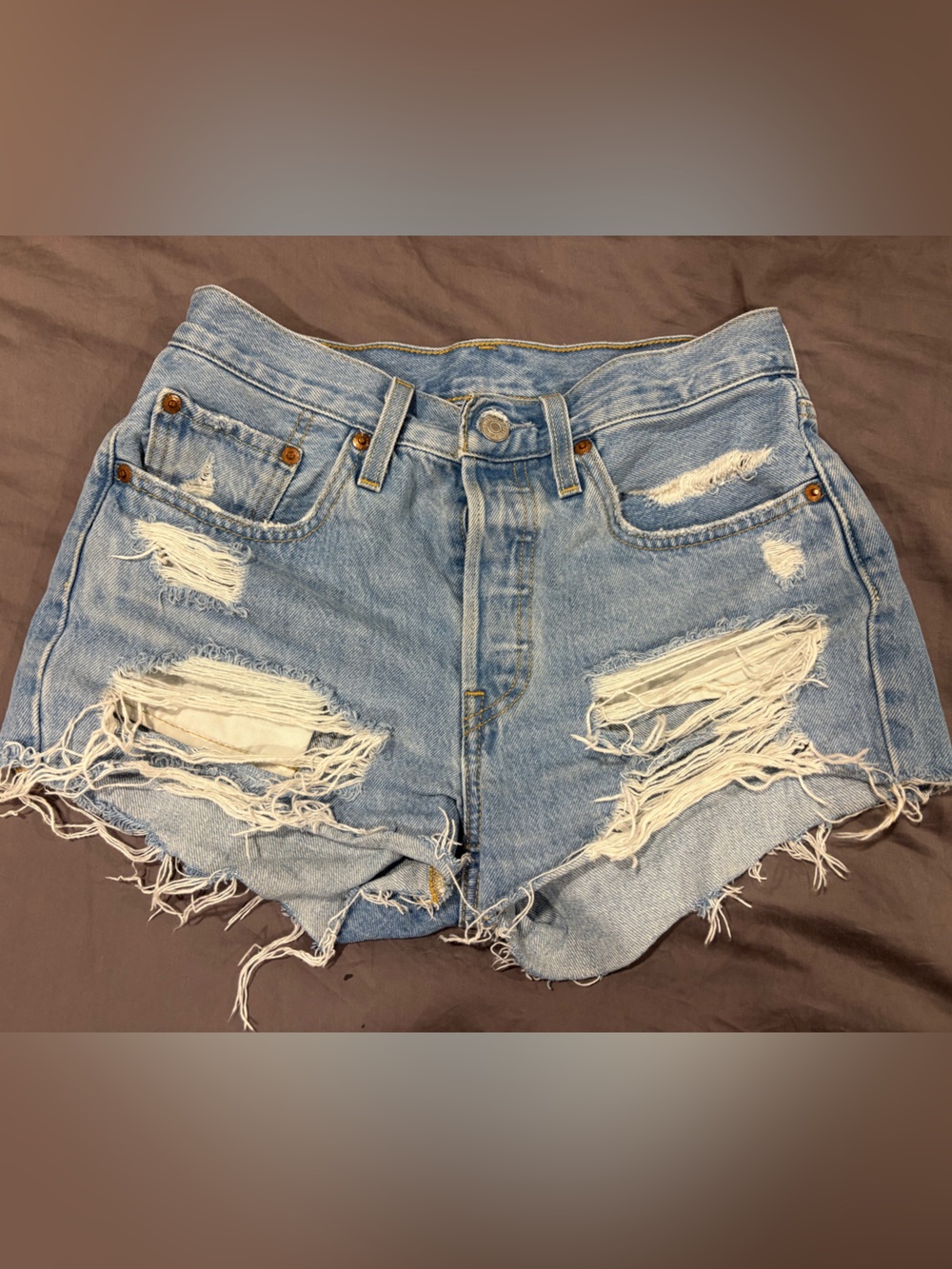 Levi's Light Blue Distressed Denim Cutoff Shorts